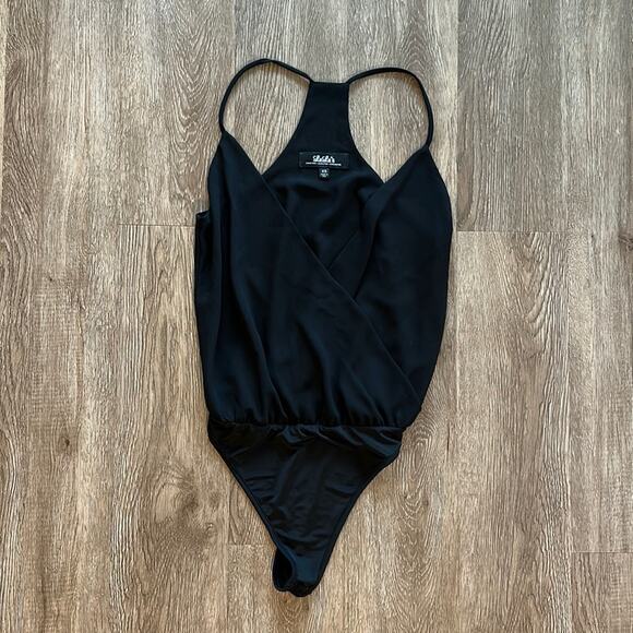 Lulu's Crossover V-Neck Bodysuit Black Size XS - Picture 1 of 5